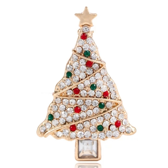 Rhinetone Christmas Tree Brooch Pin - Picture 6 of 6